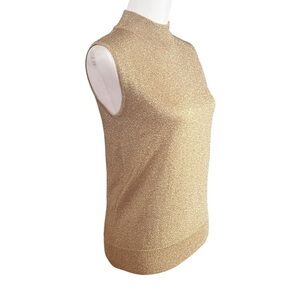 CACHE Gold Sleeveless Turtleneck Top Y2K Vintage